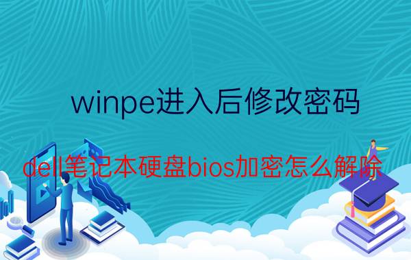 winpe进入后修改密码 dell笔记本硬盘bios加密怎么解除？